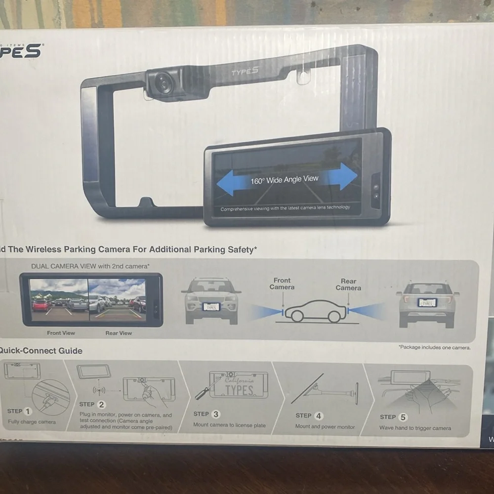 TypeS Solar Powered Wireless Backup Car Camera W/Adjustable Lens Open Box New